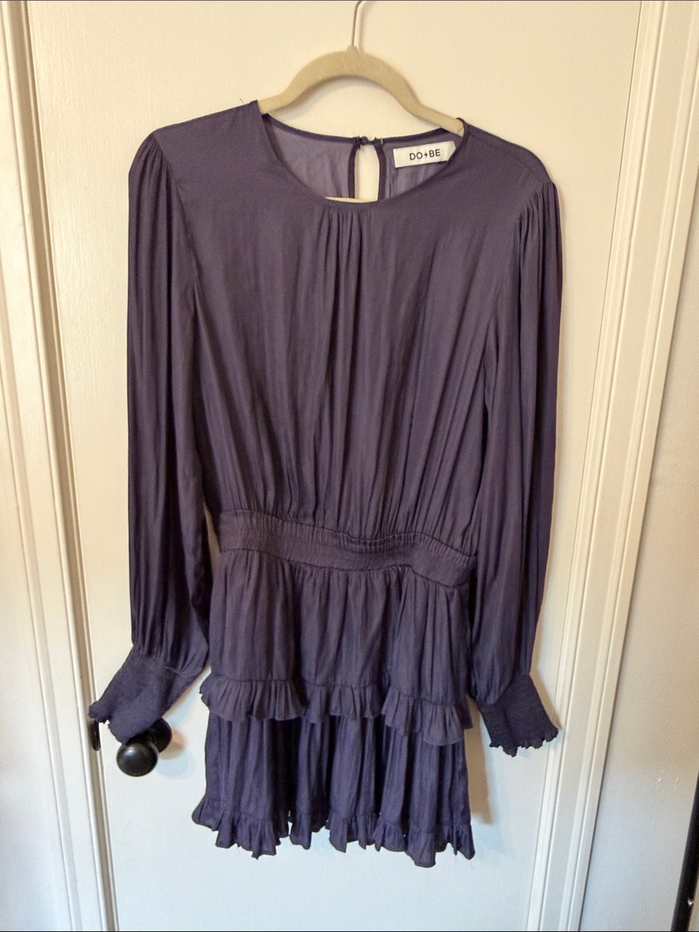DO+BE Large Plum Long Sleeve Ruffle Mini Dress